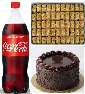Günün Fırsatı Çikolatalı Pasta 1 kg Baklava ve 1 Litre Cola
